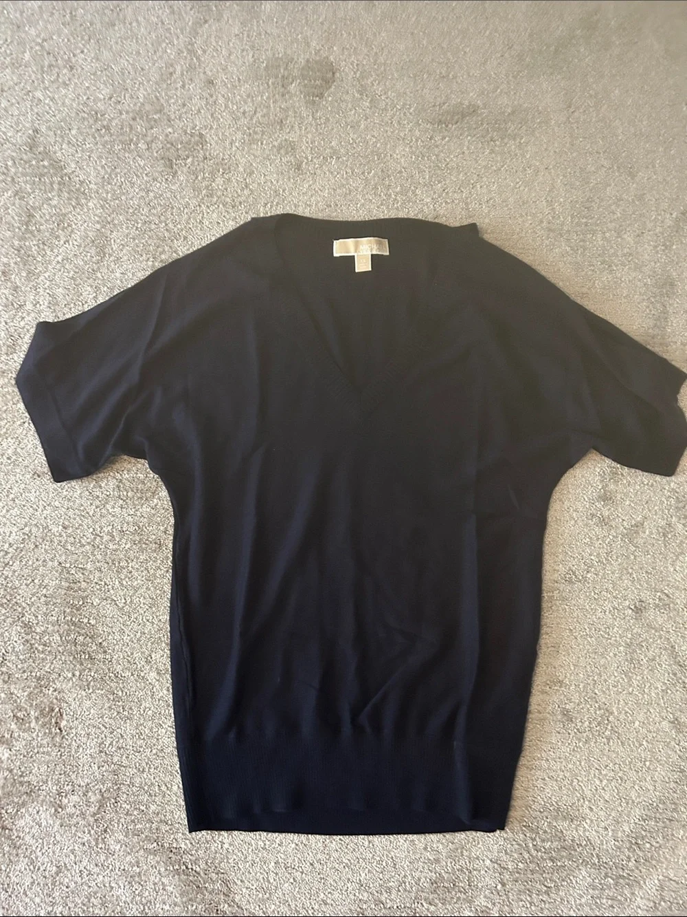 Michael Kors Men's V-Neck Short Sleeve Sweater - Black